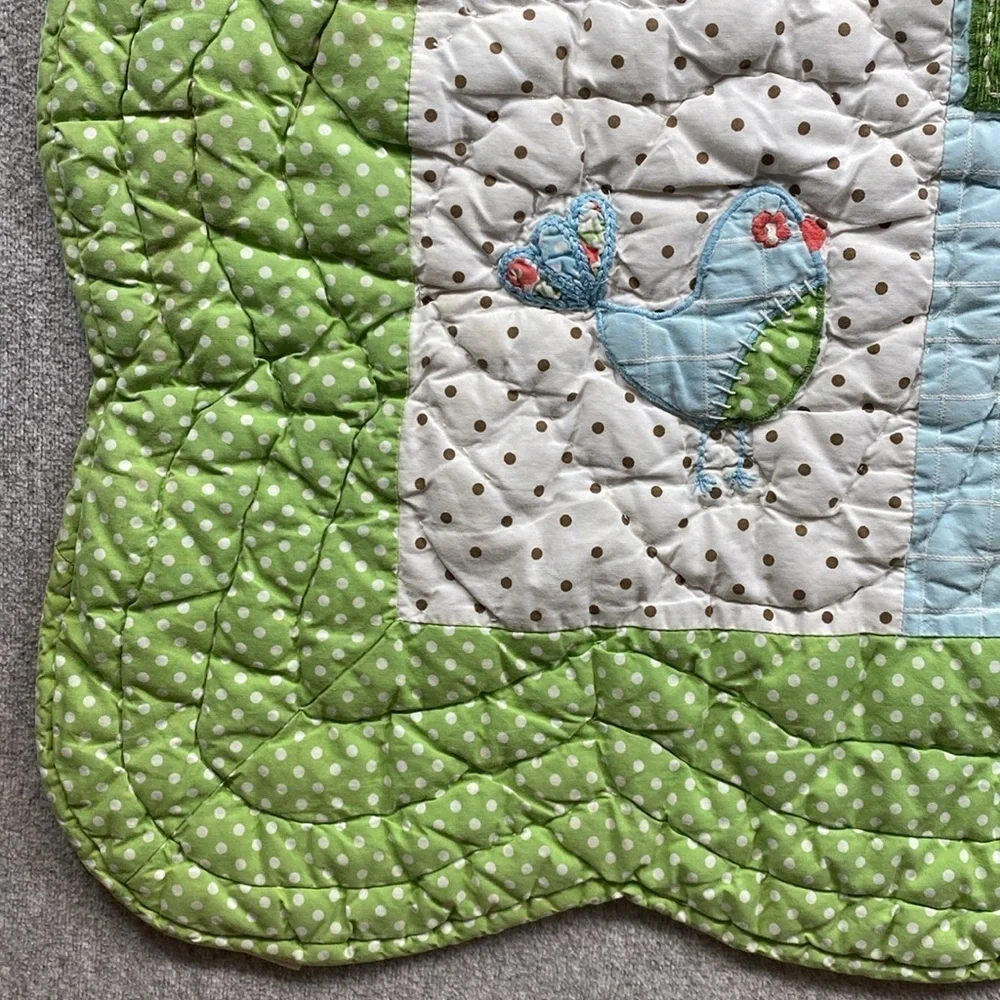 Pottery Barn kids Brooke nursery quilt crib infant toddler forest birds 32x46